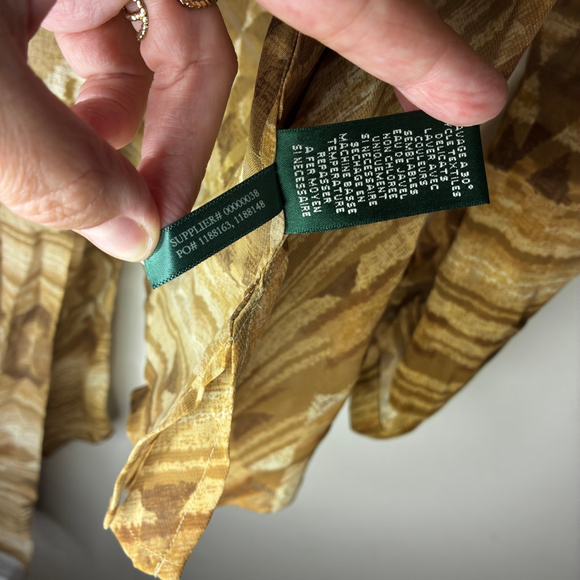 Lauren Ralph Lauren NEW M Tan Southwest Ruffle Surplice Tie Blouse - Picture 12 of 12